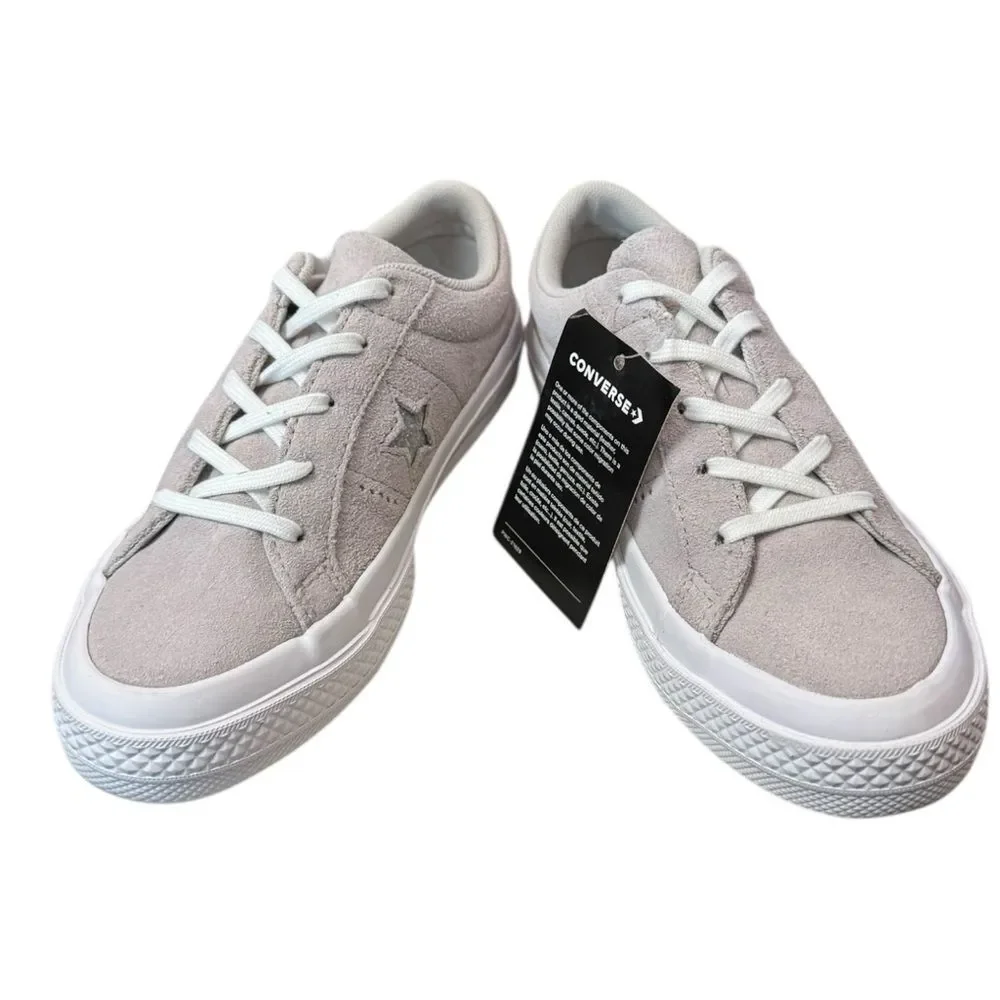 New Converse One Star Ox Mouse White Suede 663589C Lace-up Sneakers 1